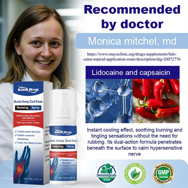 Cooling nerve pain relief spray