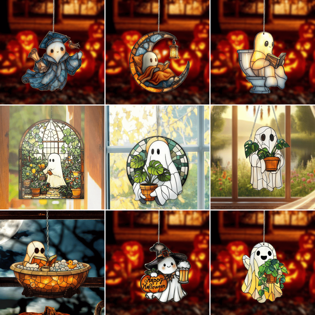 Glowy Ghost – Cute Halloween Suncatcher