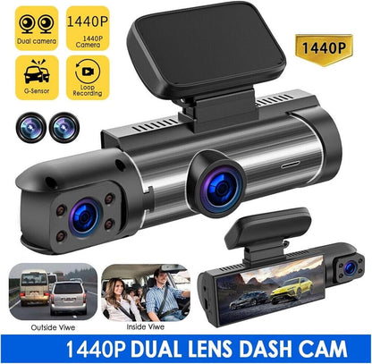 Dash Cam 3.16-inch Dual-Lens Driving Recorder Front Inside Camera
