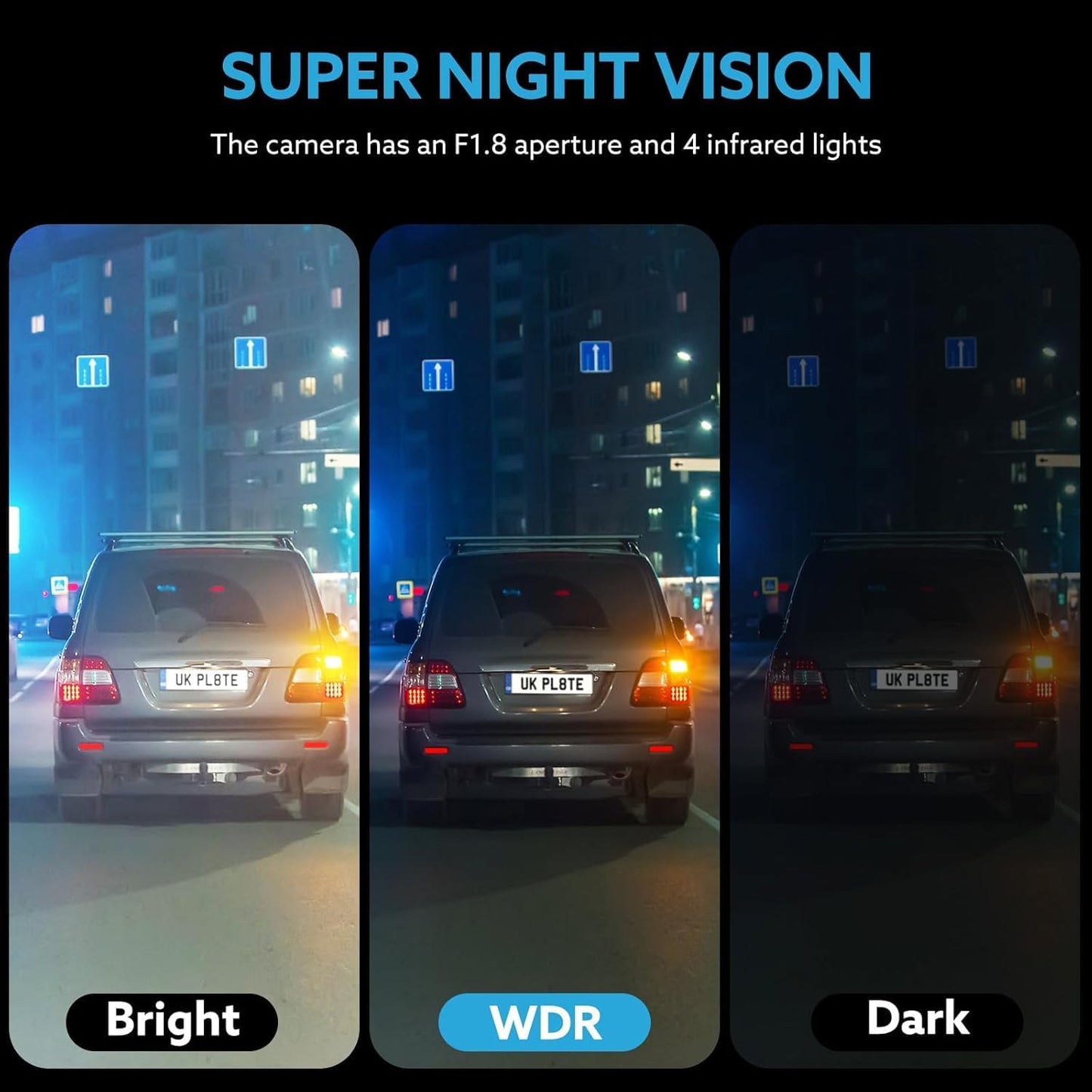 Dash Cam 3.16-inch Dual-Lens Driving Recorder Front Inside Camera