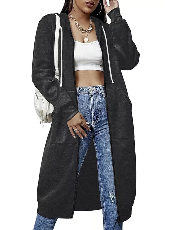 Women Casual Zip up Polyester Hoodies